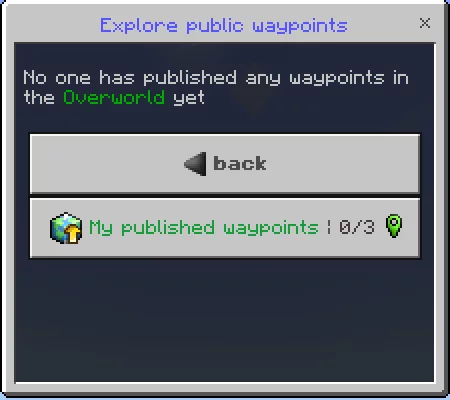 Меню Explore public waypoints